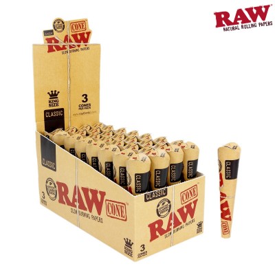 RAW KING SIZE CLASSIC CONE CIGARETTE ROLLING PAPERS 32CT/PACK
